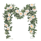 1 x RAW Customer Returns U Artlines Set of 2 4.0 m total Fake Rose Vine Garland Artificial Flowers Plants for Hotel Wedding Home Garden Craft Art Decoration White  - RRP €19.84