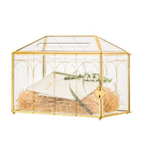 1 x RAW Customer Returns NCYP 32x15x23 cm Golden Glass Card Box with Slot and Lock for Wedding Reception Vintage Geometric Terrarium, Handmade Card Holder for Wedding Party Decor Glass Box and Lock Only  - RRP €62.99