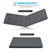 1 x RAW Customer Returns MoKo Universal Folding Keyboard, Ultra Thin Rechargeable Portable Wireless Bluetooth Keyboard, US International Version, for iOS, Android and Windows Smartphones, Gray - RRP €32.45