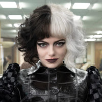 1 x RAW Customer Returns TANTAKO Black and White Wig, Short Black and White Cosplay Wig with Bnag Half Black Half White Wig Halloween Women s Costume Synthetic Wig 12 Inches 356  - RRP €22.58