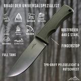 1 x RAW Customer Returns SK Wild Ones Outdoor Knife Survival - Hunting Knife Fixed Blade - Survival Knife Outdoor Real Leather Kydex Dangler - EDC Knife Outdoor Knife Fixed Blade - Made of 440 C Stainless Steel - Green - Bragi - RRP €40.45