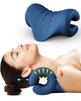 1 x RAW Customer Returns BLABOK Neck and Shoulder Relaxer, Portable Cervical Traction Device, Neck Stretcher, Neck Posture Corrector, Chiropractic Pillow for TMJ Pain Relief Dark blue  - RRP €27.58