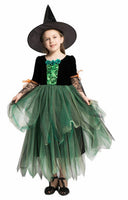 17 x Brand New Licus Witch Halloween Costumes for Girls Fairytale Carnival Cosplay Dress with Hat and Broom Green 4-6 Years - RRP €458.83