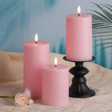 1 x RAW Customer Returns Eywamage Pink Flameless Pillar Candles with Remote Control, Flickering Battery LED Wax Candles 3 Pack - RRP €25.2