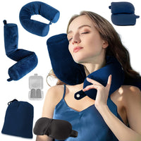 1 x RAW Customer Returns Travel Neck Pillow Memory Foam Travel Pillow for Neck Support Pillow Can Bend for Neck, Chin, Waist, Knee, Head Support, Suitable Buses, Trains, Bed, Office Navy Blue  - RRP €20.99