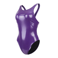 1 x RAW Customer Returns LEOHEX Crystal Diamond Starlight One Piece Swimsuit Shiny Wetlook Enamel Swimwear Slim Bodysuit Monokini Swimsuit L,Purple  - RRP €40.33