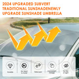 1 x RAW Customer Returns Oziral Car Sunshade for Windshield 360 Rotatable Foldable Car Sunshade Umbrella Tail with Spring Folding Suitable for Sun Protection for Front Windshield UV Protection, 150 x 82 cm 59 32 inches  - RRP €20.3