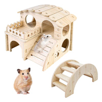 1 x Brand New Hamster Toy Accessories Hamster Playground Dwarf Hamster Accessories House Wooden Hamster House Hamster Wooden Hamster House Hamster Accessories for the Cage for Dwarf Hamsters, Gerbils, Spiny Mice Pack of 2  - RRP €20.4