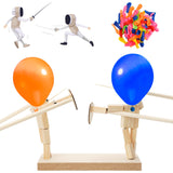 3 x Brand New Balloon Bamboo Man Battle - Bamboo Man Battle - Handmade Wooden Bots Duels Fighting Game for 2 Players with 30 Balloon Dolls - RRP €57.6