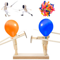 2 x Brand New Balloon Bamboo Man Battle - Bamboo Man Battle - Handmade Wooden Bots Duels Fighting Game for 2 Players with 30 Balloon Dolls - RRP €38.4