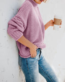 1 x Brand New Saodimallsu Women s Turtleneck Oversized Pullover Bat Long Sleeve Pullover Sweatshirt Loose Chunky Knit Casual Sweater Light Purple XXL - RRP €37.3