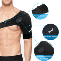 1 x RAW Customer Returns ipow Shoulder Brace Shoulder Support Lightweight Neoprene Shoulder Band and Adjustable Clasps for Shoulder Protection Suitable for Left or Right Shoulder, M - RRP €16.08