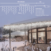 1 x RAW Customer Returns LED ice rain fairy lights outdoor, WOWDSGN 15M 660LED icicles with timer 8 modes IP44 waterproof power operated, light curtain for Christmas roof edge gutter terrace balcony warm white - RRP €34.5