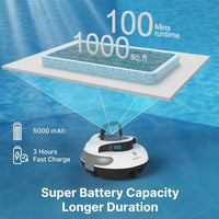 1 x RAW Customer Returns POOLPURE Pool Robot, 55-120 Dual Motor Cleaning Robot, LED Display, Automatic Parking, IPX8 Waterproof, Wireless Pool Vacuum, Ideal for Built-in Flat Pools 90  - RRP €167.21