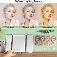 1 x RAW Customer Returns JIMACRO cosmetic mirror with LED light, portable USB rechargeable makeup mirror, table mirror with 3X 7X magnification, continuously dimmable makeup mirror with 3 adjustable light colors - RRP €22.8