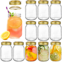 1 x RAW Customer Returns Tebery 12 Pack 450ml Mason Jars with Regular Lids and Ribbons, 16oz Preserving Jars for Jam, Honey, Wedding Gifts, Shower Gifts, Baby Food - RRP €27.31