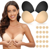 1 x Brand New Tuopuda Adhesive Bra Backless Strapless Bra Silicone Invisible Push Up Bra Invisible Bras Self-Adhesive Bra Reusable for Wedding Evening Dress Ball Gown Wedding Dress, Black Beige, B - RRP €20.64