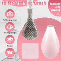 3 x Brand New Dasing toilet brush, innovative toilet brush and container made of silicone, wall-mounted silicone brush head for quickly cleaning the toilet without drilling for the bathroom with quick-drying holder set pink  - RRP €48.39