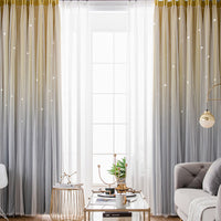 1 x RAW Customer Returns Tospass Curtain Children s Room Opaque Curtains Girls Blackout Curtain Shiny Stars Curtains with Eyelets Voile Set of 2 Curtains for Bedroom Living Room Curtains 132 x 210 cm Yellow Grey - RRP €10.07