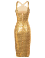 1 x Brand New Belle Poque women s sequin dress halter neck glitter sheath dress bodycon festive evening dress cocktail dress party dress gold XL - RRP €37.04