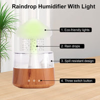 1 x RAW Customer Returns OKYUK Cloud Humidifier, 450ml Essential Oil Diffuser with 7 Colors LED Lights Nano Mist Diffuser and Humidifier for Home Office Room Kids Room 08 Wood Grain  - RRP €59.99