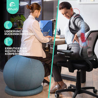 1 x RAW Customer Returns ENOVI ProfiBalance Sitting Ball Office Ergonomic with Chair Covers, Stability Ring Base, for Office and Home, Improve Balance, Core Strength and Posture, Relieve Back Pain, 75cm, FG - RRP €65.53