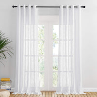 1 x RAW Customer Returns PONY DANCE curtains living room curtain linen look curtains set of 2 H 240 x W 132 cm balcony door curtain white semi-transparent with eyelets curtains - RRP €24.61