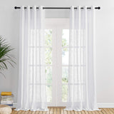 1 x RAW Customer Returns PONY DANCE Curtain Linen Look Balcony Door Curtain White Semi-Transparent Eyelet Curtain Set of 2 Balcony Door Curtain Linen Look Curtains Living Room, H 260 x W 140 cm, White - RRP €36.95