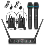 1 x RAW Customer Returns D Debra Audio AU400 Pro UHF 4-Channel Wireless Microphone System with Cordless Lavalier Headset Microphone, Metal Receiver, Ideal for Karaoke Church Party With 2 Handheld 2 Bodypack B  - RRP €149.46