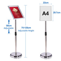 1 x RAW Customer Returns AllesCosy Information stand height adjustable stainless steel information stand A4 210x297mm poster stand presentation stand advertising stand silver, A4  - RRP €47.51