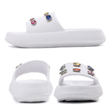 1 x RAW Customer Returns AX BOXING slippers women summer floppy cloud shoes platform pummys non-slip cozislides soft slippers size 36-41 EU white 04, 37 EU  - RRP €22.99