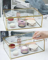 1 x RAW Customer Returns Homtone Golden Vintage Glass Box Terrarium Retro Jewelry Box Transparent Glass Jewelry Storage Organizer for Wedding Birthday Party Decor Large  - RRP €24.78