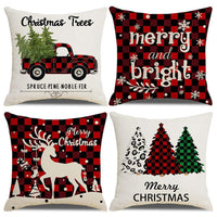 1 x Brand New Christmas pillowcase, Christmas decorative pillowcase set of 4, Christmas decoration deer, decorated pillowcase in the living room, 45 x 45 cm winter decorative pillowcase couch living room decoration red and white  - RRP €20.4