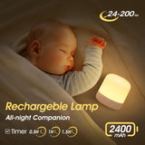 1 x RAW Customer Returns One Fire night light children, night light baby with 8 brightness and remote control, 10 colors nursing light dimmable touch lamp, 2400 mAh bedside lamp children s night light baby,  - RRP €13.67