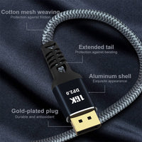 1 x RAW Customer Returns Angusplay DisplayPort 2.0 Cable 5m DP to DP 2.0 Cable 16K 60Hz 15360x8640 10K 60Hz 8K 60Hz 4K 144Hz 165Hz 80Gbps, Compatible FreeSync and G-Sync, for Gaming Monitor PC Graphics Card - RRP €21.19