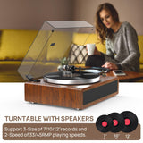 1 x RAW Customer Returns Retrolife record player with integrated speakers Belt drive 33 45 rpm vinyl record player Supports Bluetooth playback with auto-stop function RCA out and AUX-in Yellow-brown - RRP €189.99