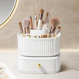 1 x RAW Customer Returns DASITON make-up cosmetic organizer, 360 rotating brush organizer with drawer, cosmetic shelf make-up organizer for brushes, eyeliners, lipstick, cosmetic storage for bathroom, bedroom white  - RRP €25.49