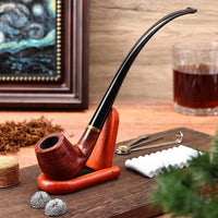 1 x RAW Customer Returns Joyoldelf Tobacco Pipe Set, Tobacco Pipe Long-Stem Pear Wood Pipe with Pipe Holder , 3-in-1 Scraper, Pipe Filter, Plug, Metal Ball and Exquisite Gift Box - RRP €32.26