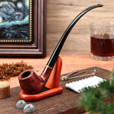 1 x RAW Customer Returns Joyoldelf Tobacco Pipe Set, Tobacco Pipe Long-Stem Pear Wood Pipe with Pipe Holder , 3-in-1 Scraper, Pipe Filter, Plug, Metal Ball and Exquisite Gift Box - RRP €32.26