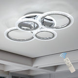 1 x RAW Customer Returns Qcyuui Modern Ceiling Light 58W Dimmable Flush Mount LED Ceiling Light 4 Rings Acrylic Ceiling Chandelier for Living Room Dining Room Bedroom Chrome - RRP €99.77