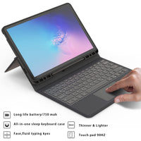 1 x RAW Customer Returns Folio Keyboard Case for Samsung Galaxy Tab S7 FE S8 Plus S7 Plus 12.4 inch - Wireless German QWERTZ Layout Keyboard with Trackpad - Illuminated Touch Keyboard for Tab S8 2022 S7 FE 2021 S7 2020 - RRP €64.98