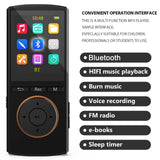 1 x RAW Customer Returns MUSRUN MP3 Player with Strong Bluetooth, 32GB Sports MP3 Player with AUX Input, Recording, FM Radio, HiFi Music, Shuffle, Time Sleeper, Matte Black Headphones, USB Cable, AUX Cable Included e - RRP €35.78