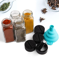 1 x RAW Customer Returns Tebery 30pcs Spice Jars, Square Glass Bottles with Black Caps, 4oz Empty Spice Containers Shakers Complete Organizer Set with Shaker Lid, Wide Funnel and Labels - RRP €31.2