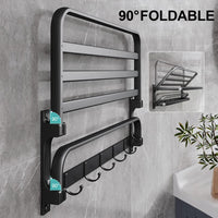 1 x RAW Customer Returns CZKDTT towel holder without drilling black matt, self-adhesive towel holder bathroom, wall-mounted towel holder with 5 towel hooks, bath towel holder, towel shelf for bathroom kitchen, 58 cm - RRP €44.62