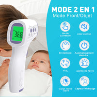 1 x RAW Customer Returns Front Thermometer for Adults, Infrared Thermometer for Kids, Non-Contact Thermometer, LCD Display, Memory Function, Object and Body Mode, Fever Warning, Fast and Accurate Measurements - RRP €19.99