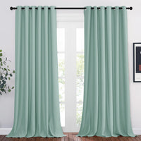 1 x RAW Customer Returns PONY DANCE Modern Living Room Curtains 2 Pieces L 200 x H 260 cm Thermal Curtains with Rings Modern Curtains for Living Room Bedroom Curtains Indoor Blackout Curtains, Light Green - RRP €61.46