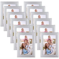 6 x Brand New Giftgarden 12 pieces picture frames 10x15 cm silver for 15x10 photos, photo frame collage set with plexiglass, wall or table stand - RRP €153.36