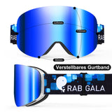 1 x RAW Customer Returns RABIGALA anti-fog ski goggles snowboard goggles men women snow goggles interchangeable lenses anti-fog goggles UV protection with magnetic snow goggles helmet compatible, for snowmobile blue  - RRP €22.19