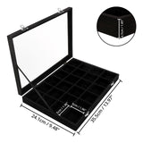 1 x RAW Customer Returns Belle Vous Jewelry Organizer Jewelry Box Black, Velvet Box Glass Lid 24 Compartments - Jewelry Storage Stackable Jewelry Box Drawers Adjustable for Rings, Necklaces, Bracelets, Earrings, Watches - RRP €24.97