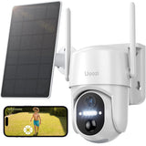 1 x RAW Customer Returns Uoozi 2K outdoor surveillance camera battery WiFi with solar panel, solar surveillance camera wireless with color night vision, 360 degree swivel, PIR motion detector with floodlight, 2-way audio, 2.4GHz WiFi - RRP €53.18